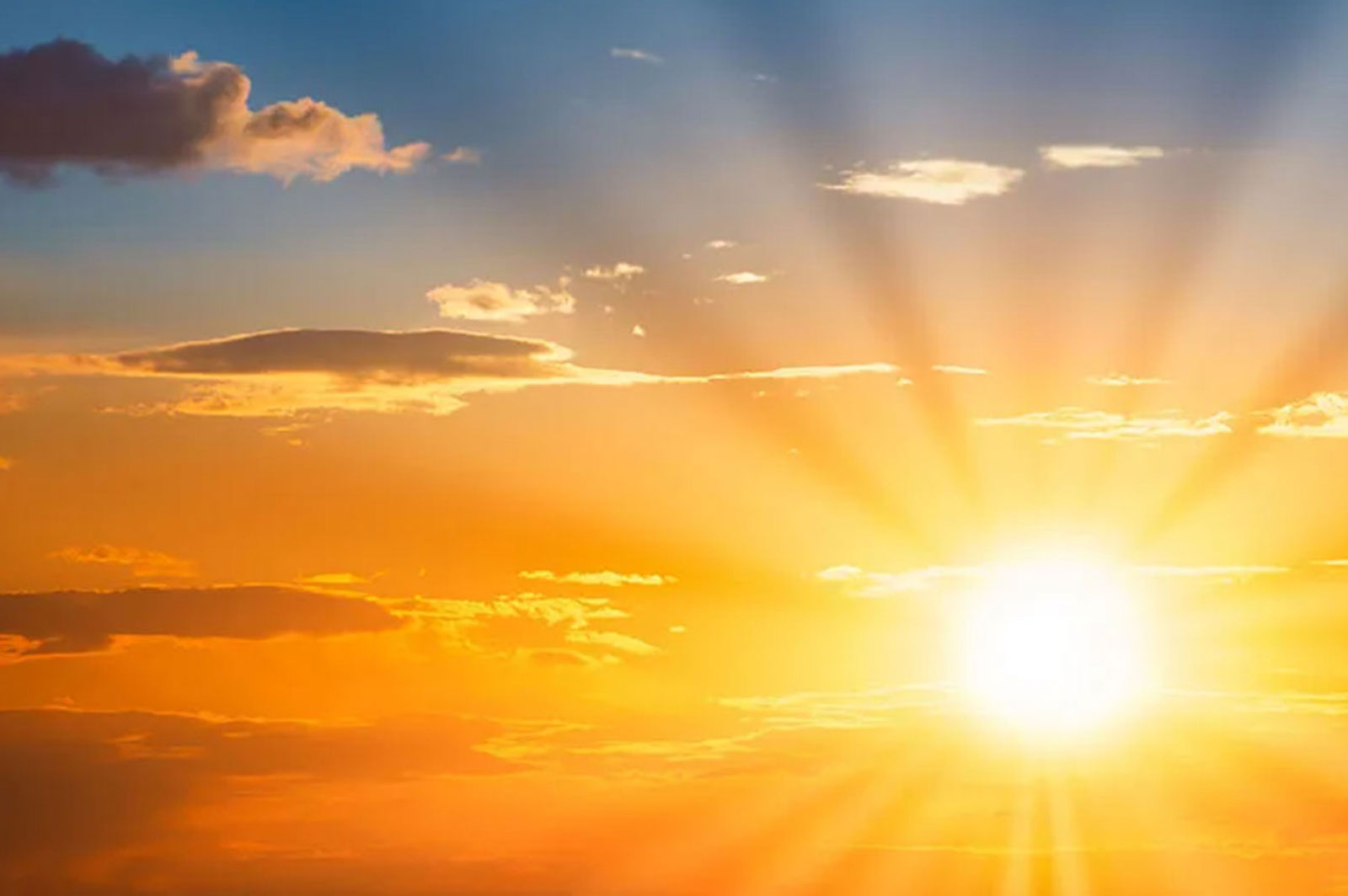 Sun Rays On Sunset Sky